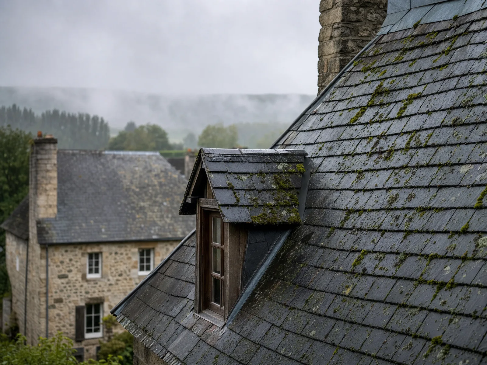 Démoussage de toit en Normandie : pluie, ardoise et chaume